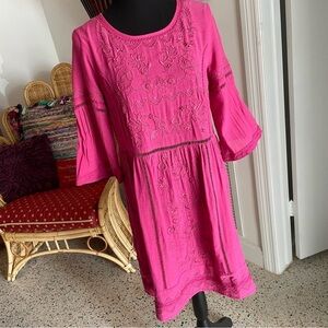 ANTHROPOLOGIE ALEMI & KIN Pink/Purple Embroidered Dress! Great condition